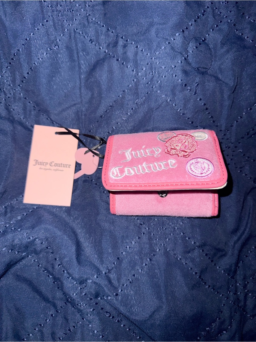 Juicy Couture Pink Embroidered Tri-Fold Wallet